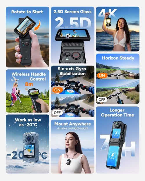 C400 Vlogging Creators Combo, with 128GB Card,4K Pocket Camera,7H Power use,6-Axis Stabilizer,Vlogs influencers Cameras,2.29'' Touch Screen,30M Waterproof Body Cam