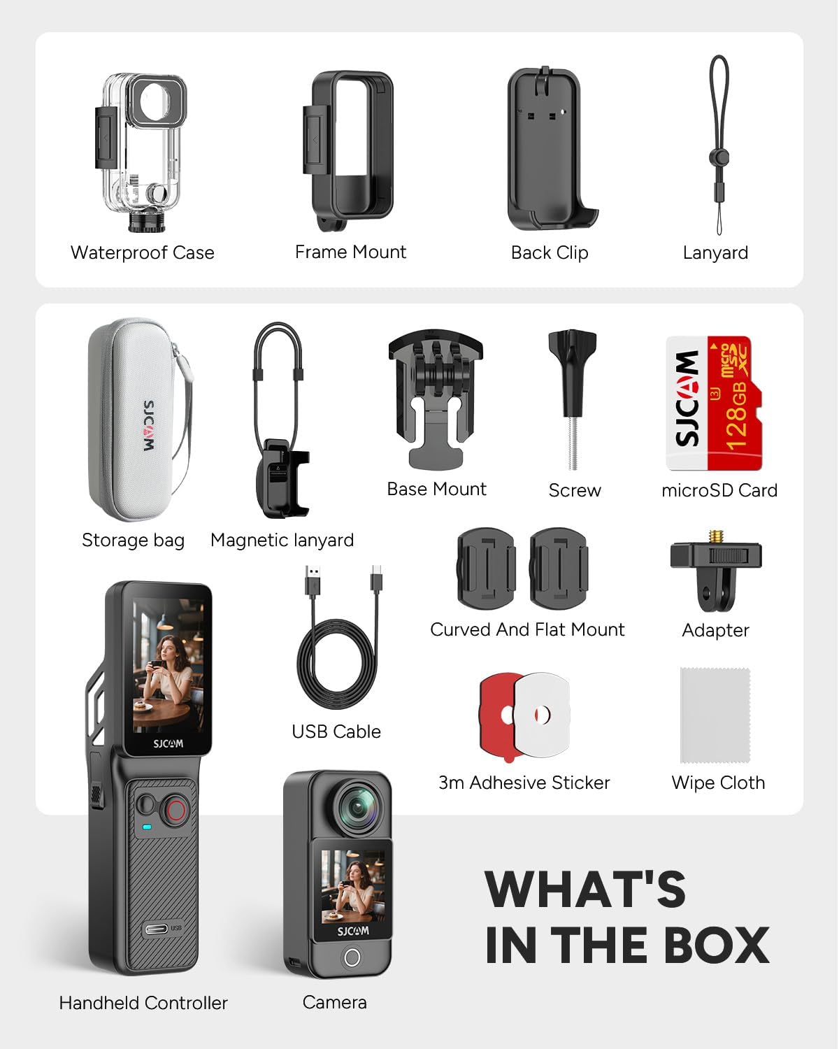 C400 Vlogging Creators Combo, with 128GB Card,4K Pocket Camera,7H Power use,6-Axis Stabilizer,Vlogs influencers Cameras,2.29'' Touch Screen,30M Waterproof Body Cam